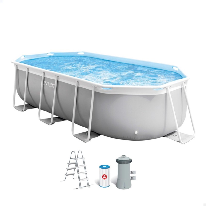 Piscine tubulaire INTEX prism frame ovale 4,00 x 2,00 x 1,00 m