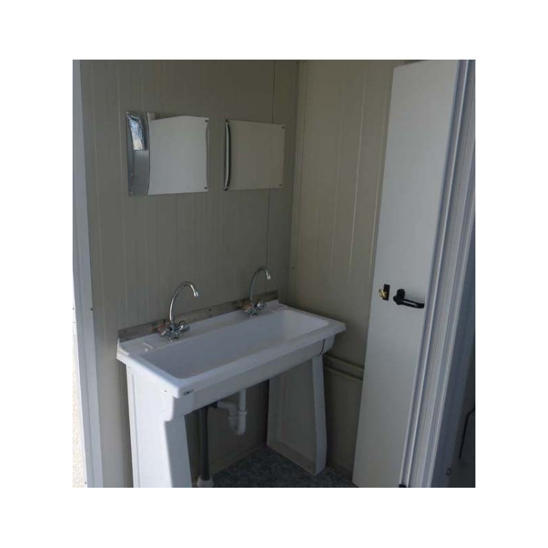 Bloc sanitaire préfabriqué de chantier - WC, lavabo double et douche – Image 4