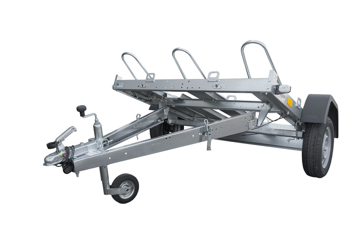 Remorque moto basculante UNITRAILER pour 3 motos avec ressorts