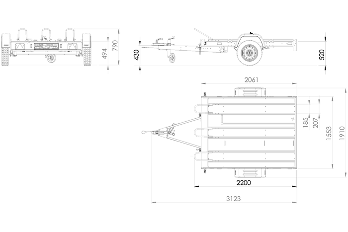 Remorque moto basculante UNITRAILER pour 3 motos avec ressorts – Image 4