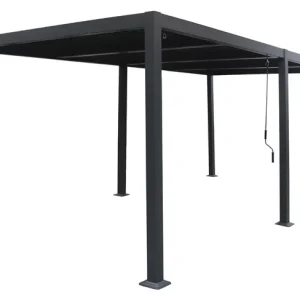 Pergola bioclimatique "Windsor" en aluminium - 3 x 6 m - Gris